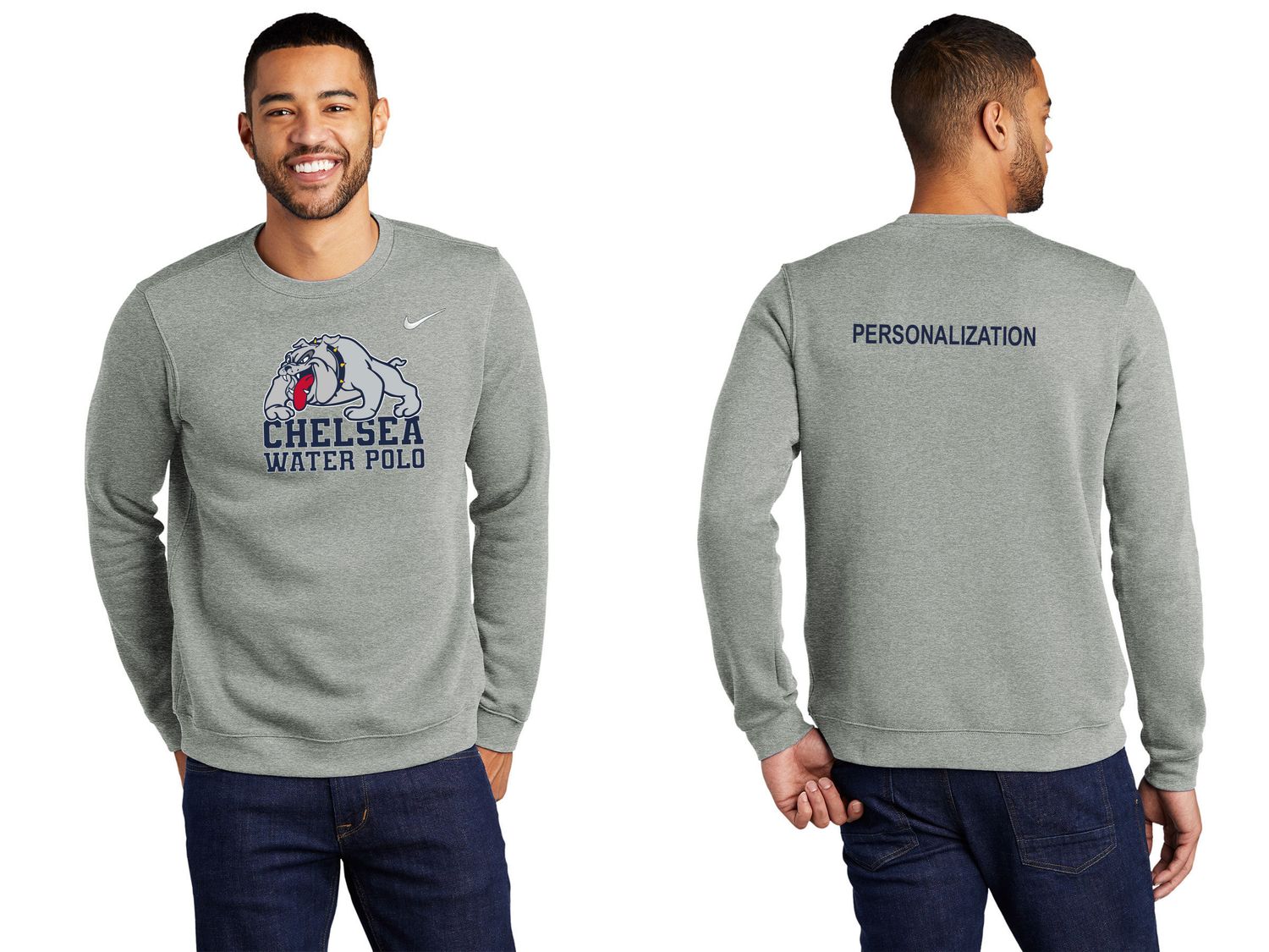 Nike Cotton Crew Neck Sweatshirt -Grey, Navy
