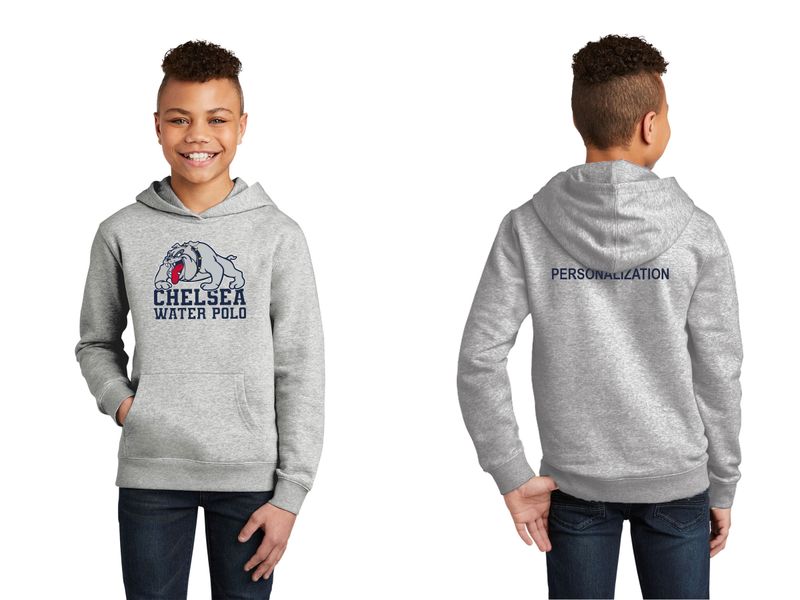 Youth District Fleece Hoodie- Light Heather Grey, Navy