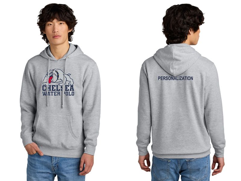 Unisex District Fleece Hoodie-Light Heather Grey, Navy