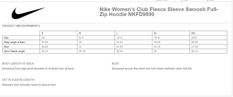 Nike Ladies Club Fleece Sleeve Swoosh Full-Zip Hoodie- Navy, Grey