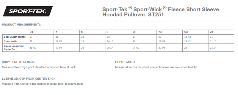 Sport-Tek Sport-Wick Fleece Short Sleeve Hooded Pullover- Black