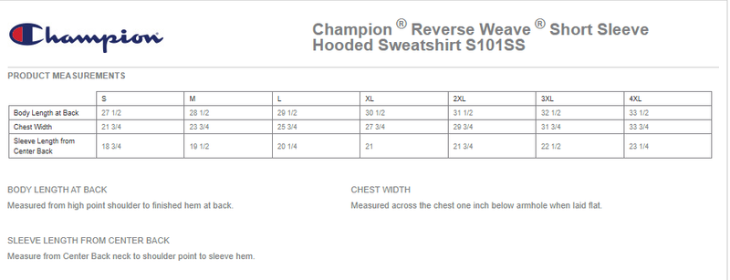 Champion Reverse Weave Short Sleeve Hooded Sweatshirt- Black