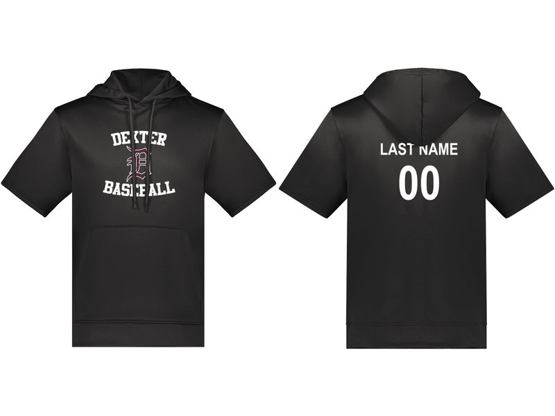 Wicking Fleece Short Sleeve Hoodie- Black