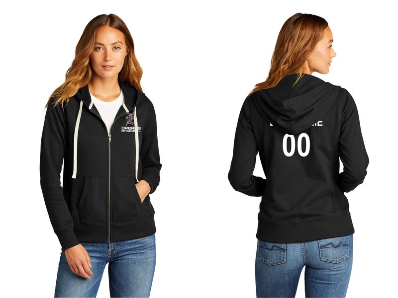 District Women's Re-Fleece Full-Zip Hoodie-Black, Maroon