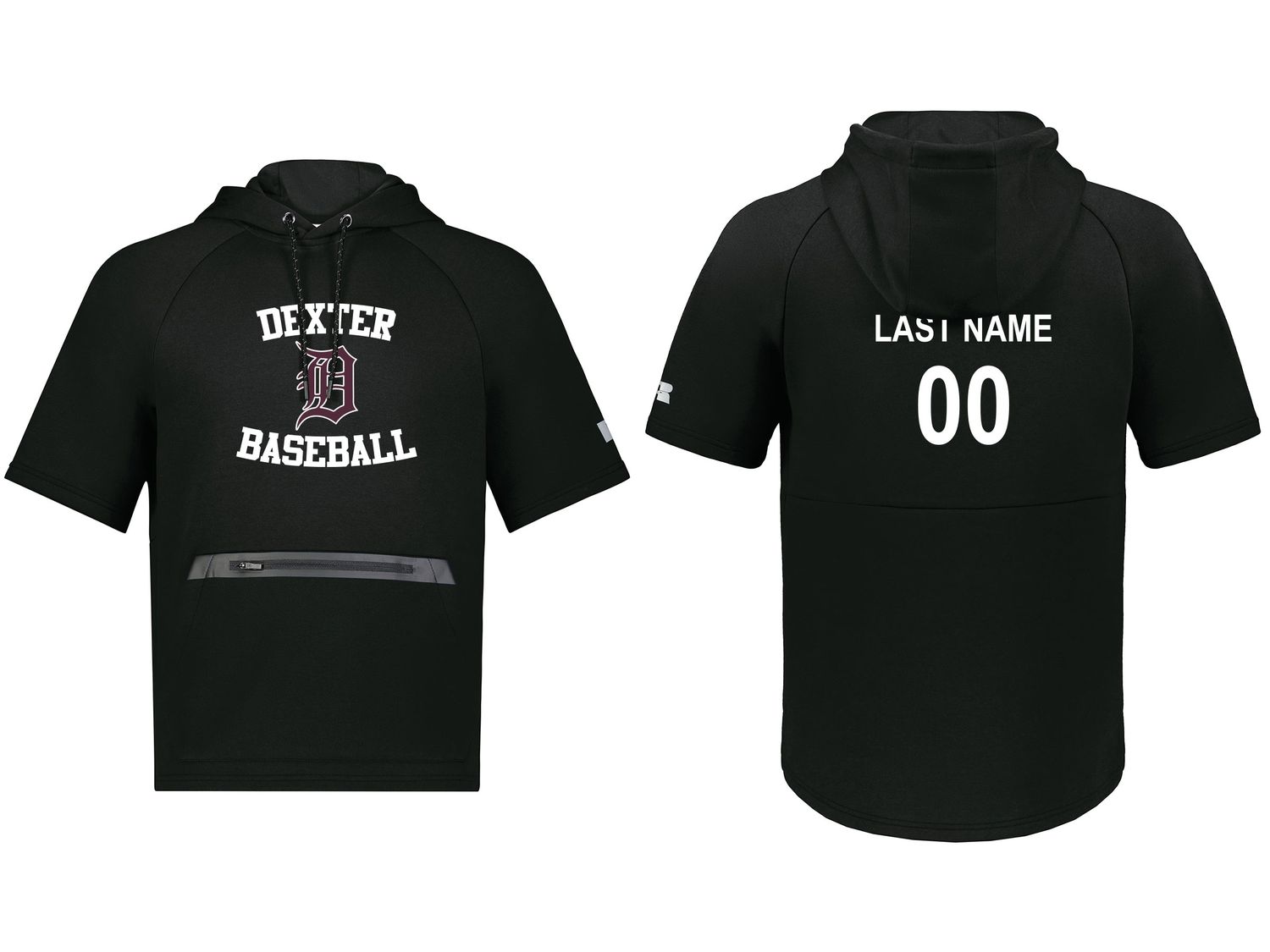 Russell Legend Short Sleeve Tech Fleece Hoodie- Black