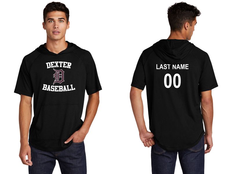 Sport-Tek PosiCharge Tri-Blend Wicking Short Sleeve Hoodie- Black