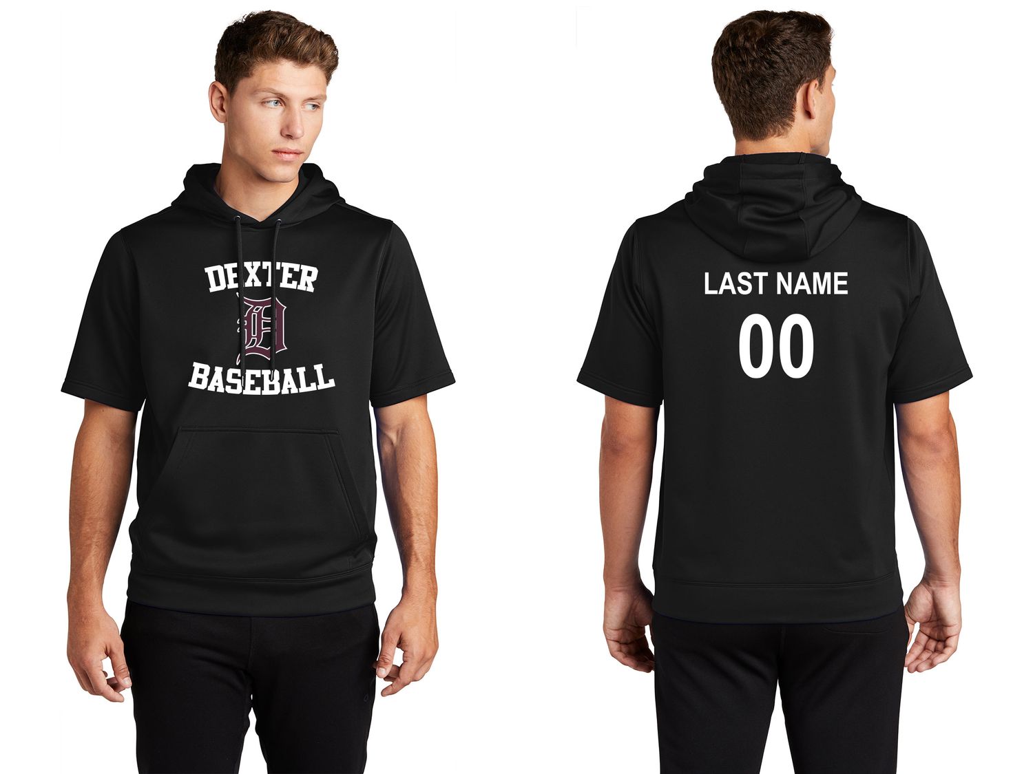 Sport-Tek Sport-Wick Fleece Short Sleeve Hooded Pullover- Black