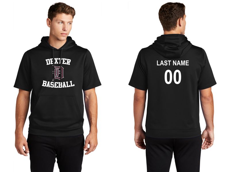 Sport-Tek Sport-Wick Fleece Short Sleeve Hooded Pullover- Black