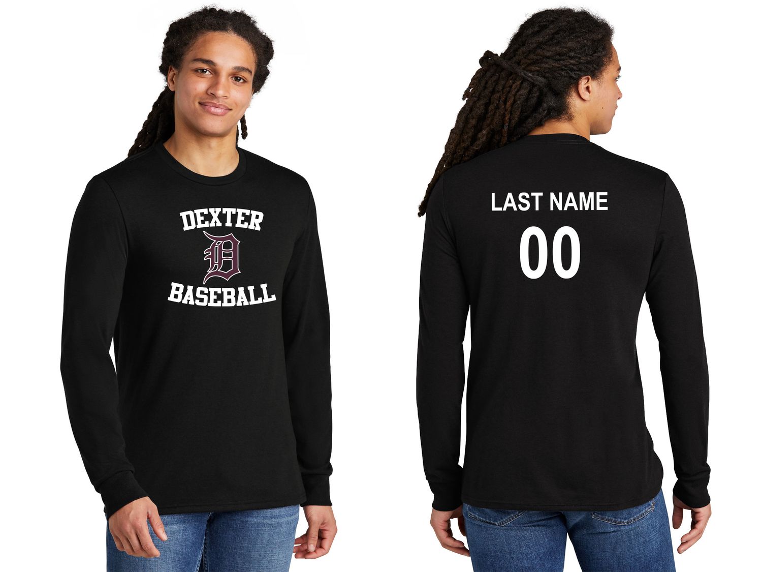 Unisex District Perfect Tri Long Sleeve Tee - Black, White