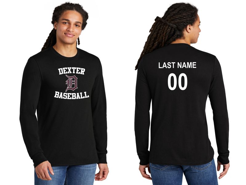 Unisex District Perfect Tri Long Sleeve Tee - Black, White