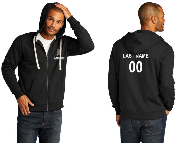 Unisex District Re-Fleece Full-Zip Hoodie- Black, Maroon