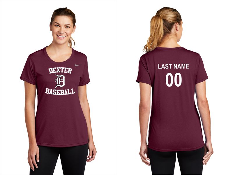 Ladies Nike Legend Tee- Black, Maroon