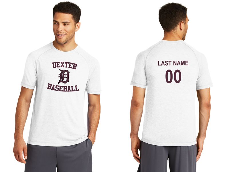 Unisex Tri-Blend Wicking Raglan Tee- Black, White