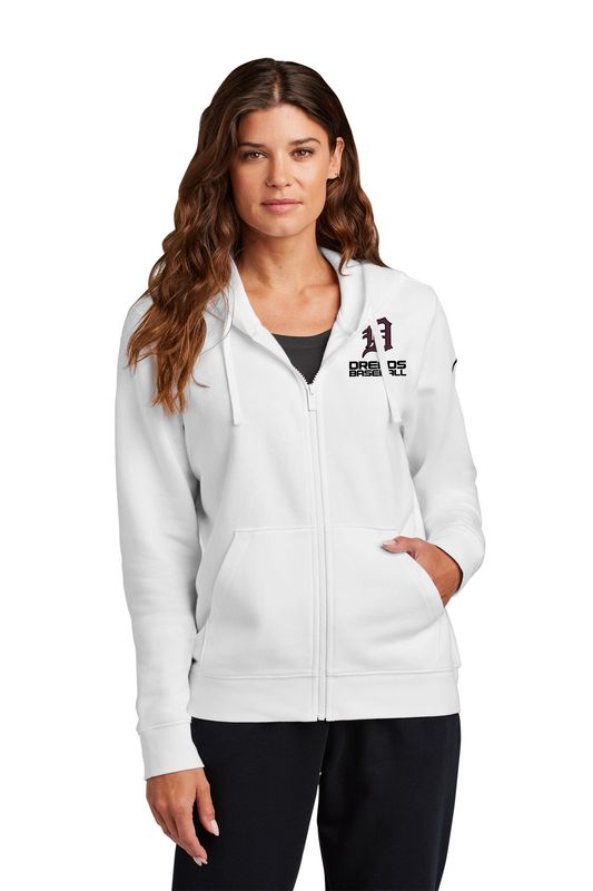 Nike Women's Full Zip Club Fleece Hooded Sweatshirt- Black, White