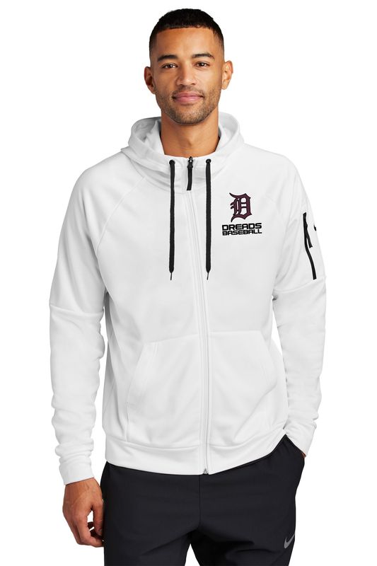 Nike Therma-FIT Pocket Full-Zip Fleece Hoodie- Black, White