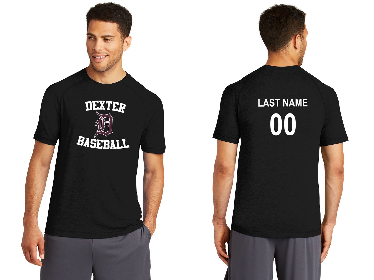 Unisex Tri-Blend Wicking Raglan Tee- Black, White