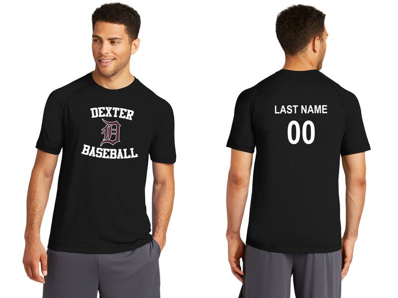 Unisex Tri-Blend Wicking Raglan Tee- Black, White