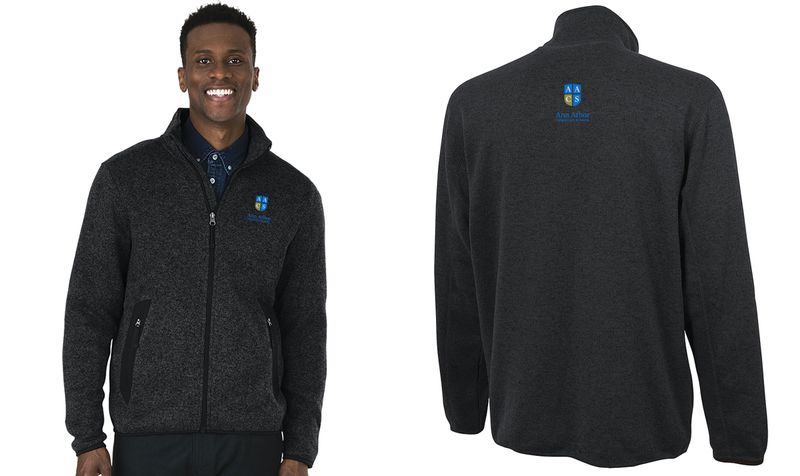 Adult Heathered Fleece Jacket- Black Heather, Light Grey Heather, Navy Heather