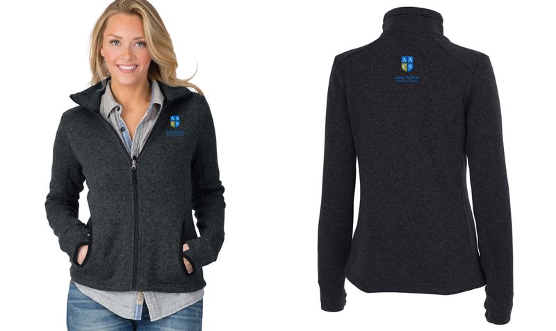 Womens Heathered Fleece Jacket- Black Heather, Blue Heather, Light Grey Heather, Navy Heather