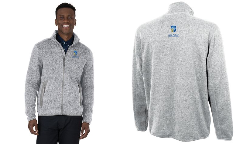 Adult Heathered Fleece Jacket- Black Heather, Light Grey Heather, Navy Heather