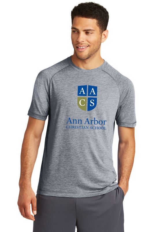 Unisex Tri-Blend Wicking Raglan Tee-Navy Heather