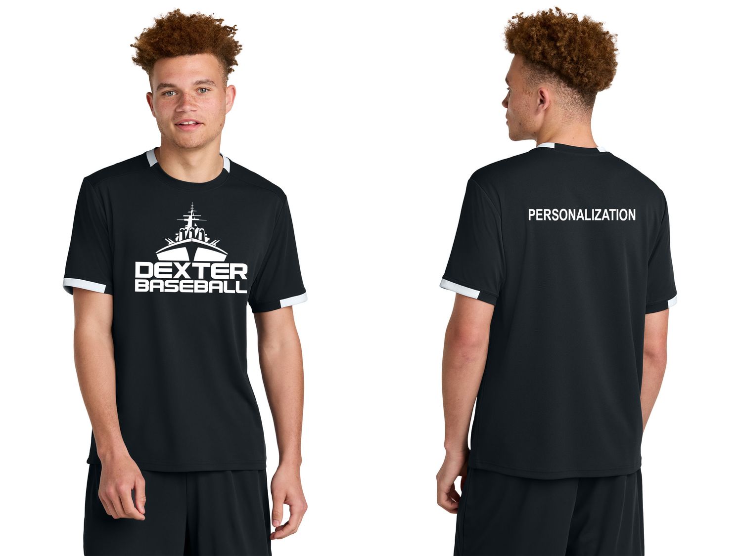 Sport-Tek Club Short Sleeve Crew- Black/White, Grey/White