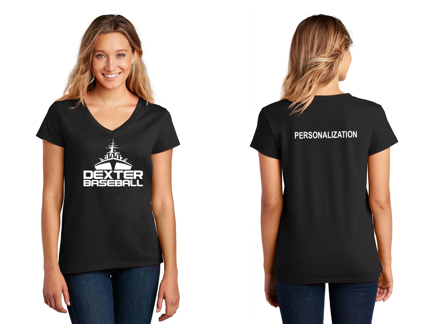 Women's Re-Tee Heather V-Neck-Black, Grey