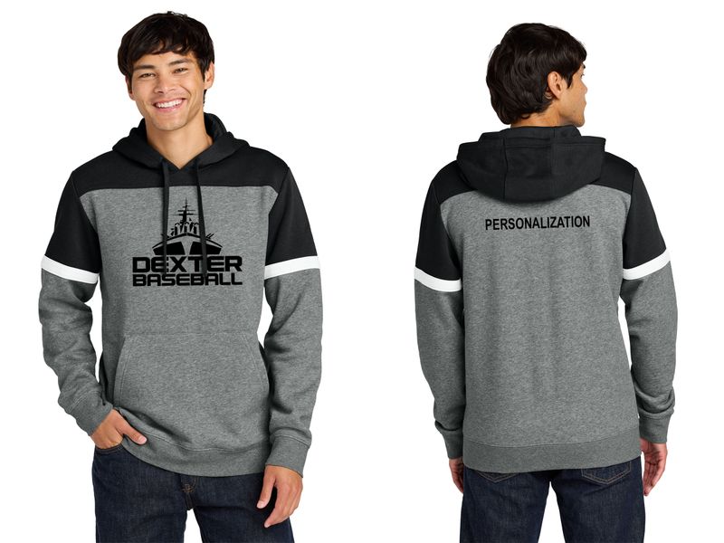 Sport-Tek Drive Fleece Colorblock Hoodie- Black/Vintage Heather, Dark Grey/Vintage Heather