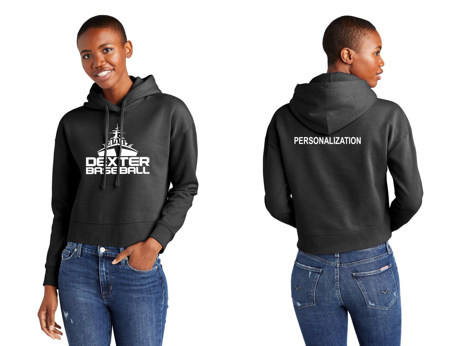 Women’s V.I.T Fleece Cropped Hoodie- Black, Grey