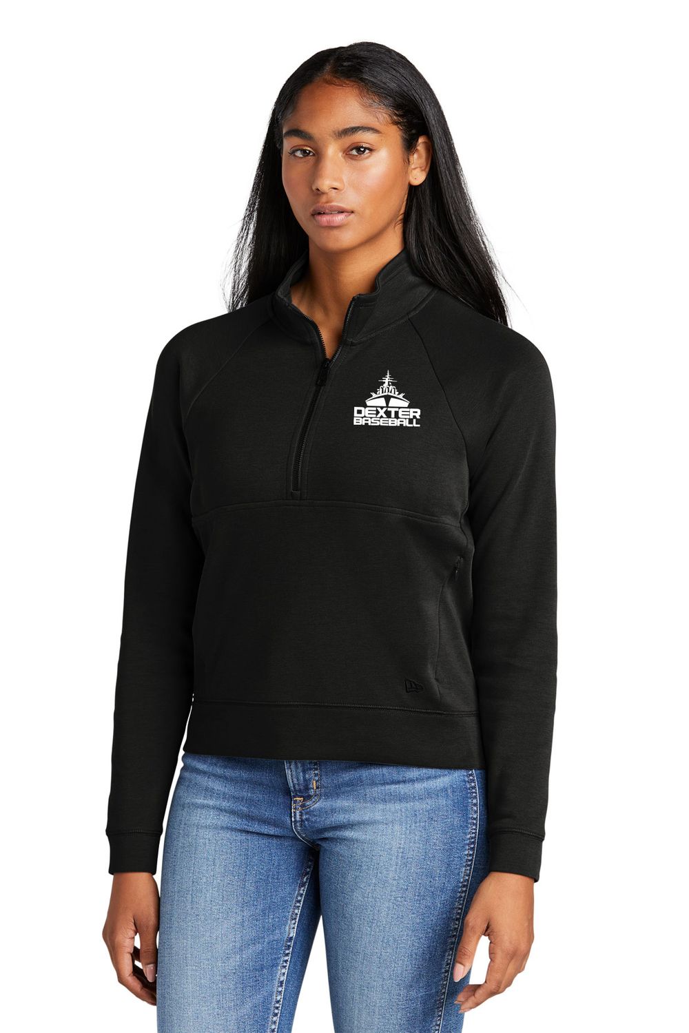 New Era Ladies 1/2-Zip (With Pocket)- Black, Graphite
