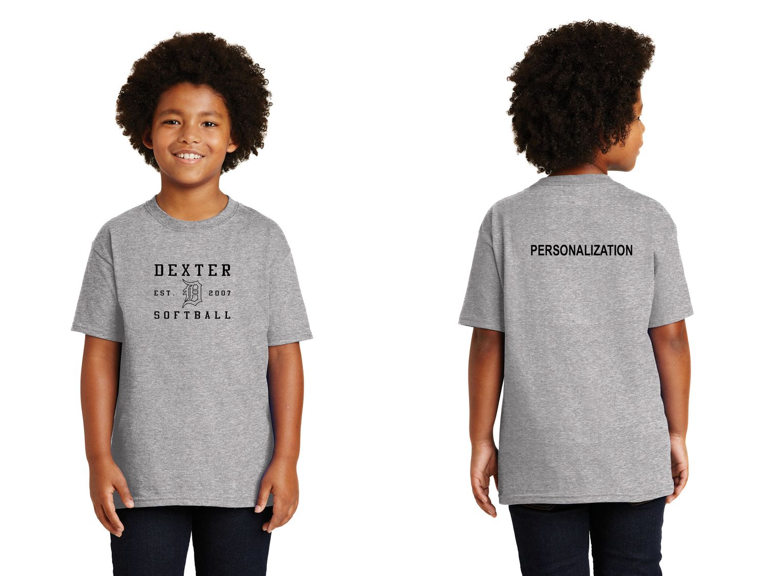 Youth Cotton T-Shirt - Grey/Maroon