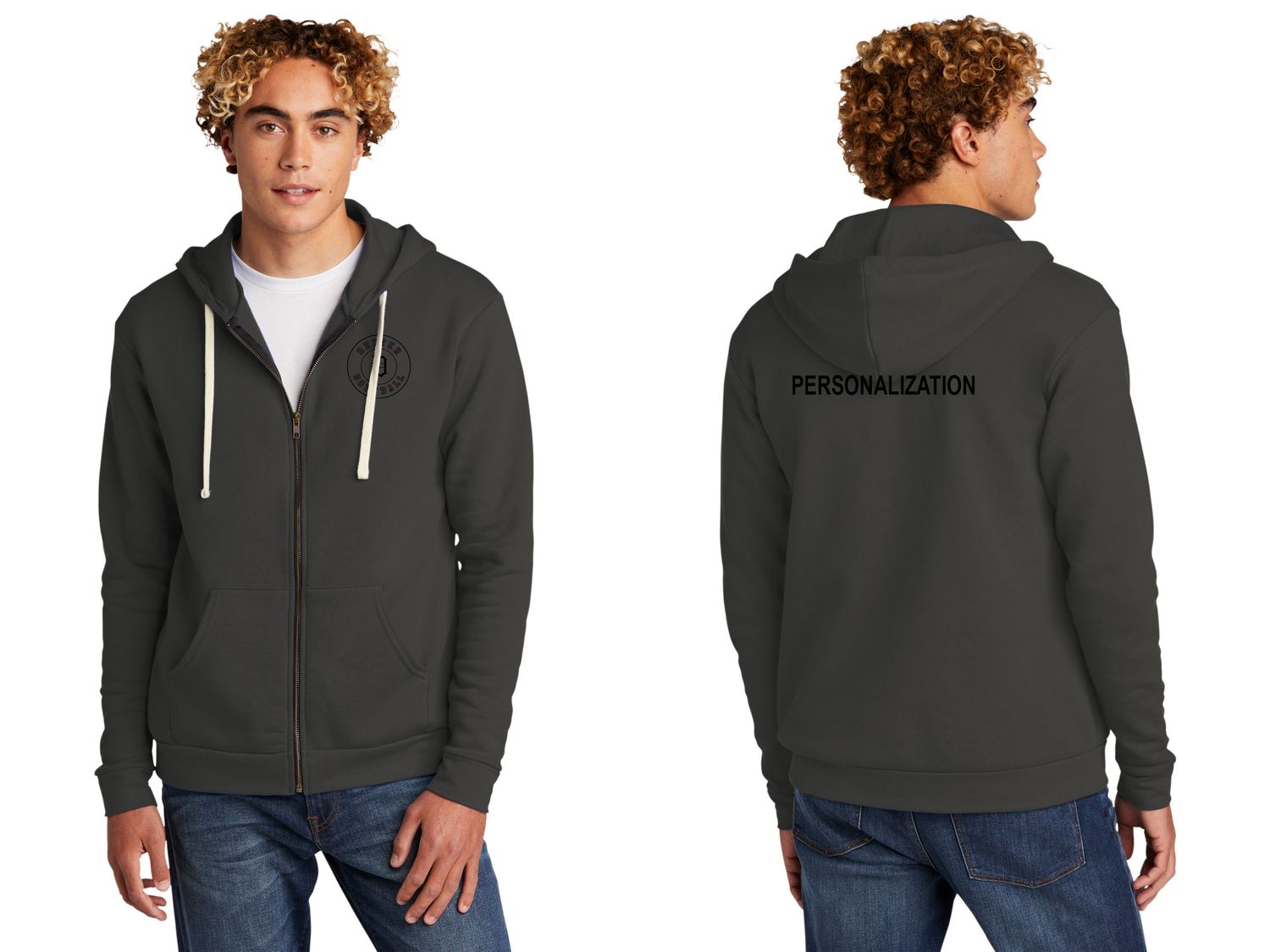 Unisex Santa Cruz Zip Hoodie-Dark Grey/Maroon