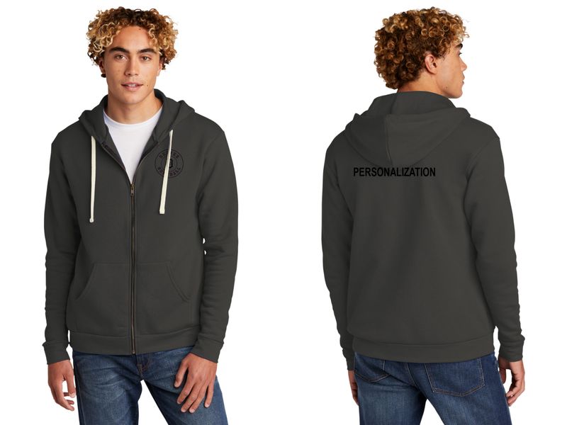 Unisex Santa Cruz Zip Hoodie-Dark Grey/Maroon