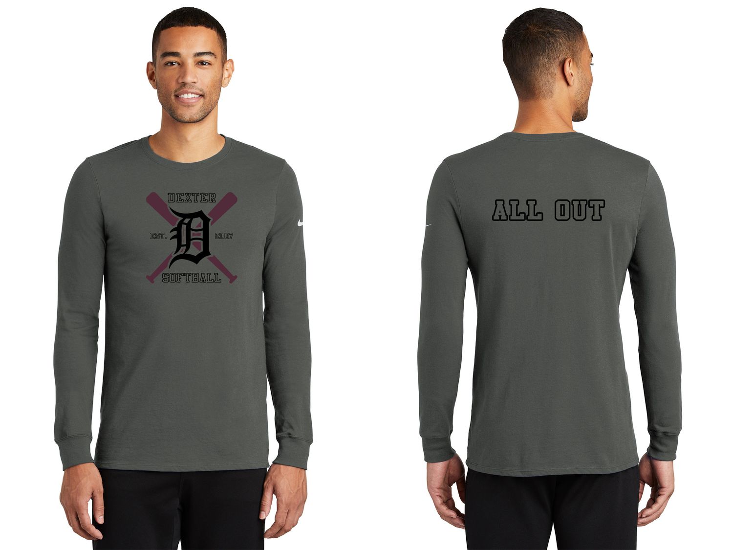 [OPTIONAL TEAM GEAR] Nike Dri-FIT Long Sleeve T-shirt: Dark Grey, Black