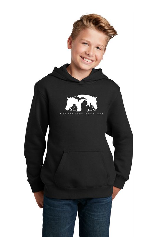 Youth Cotton Hooded Sweatshirt - Vintage Heather Grey, Black, Navy, Royal