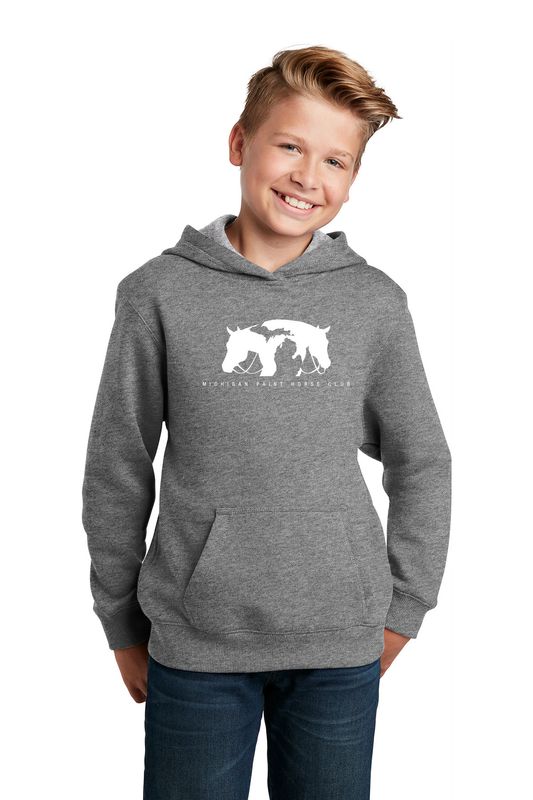 Youth Cotton Hooded Sweatshirt - Vintage Heather Grey, Black, Navy, Royal