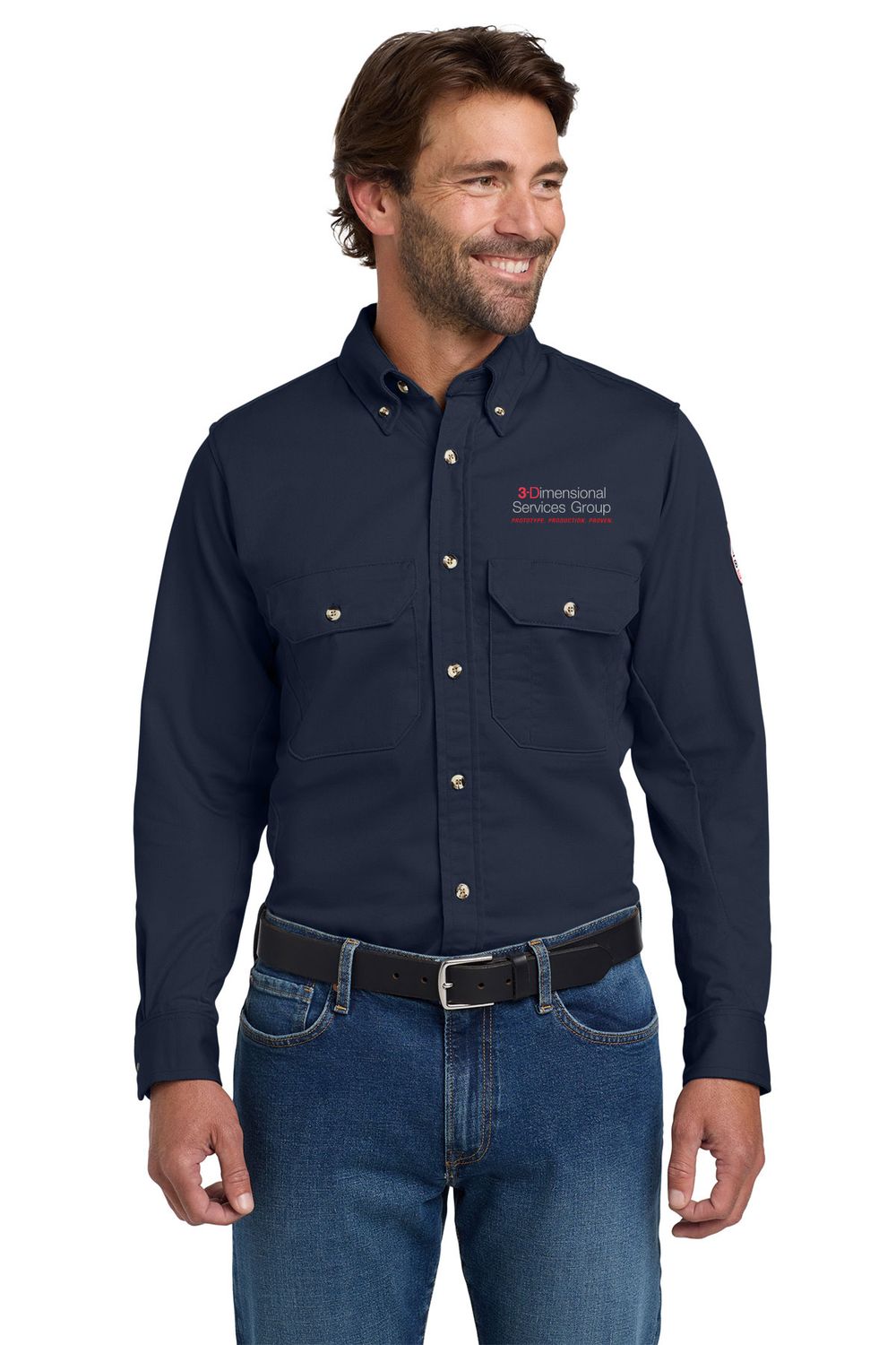 Bulwark EXCEL ComforTouch Dress Uniform Shirt- Navy, Silver Grey