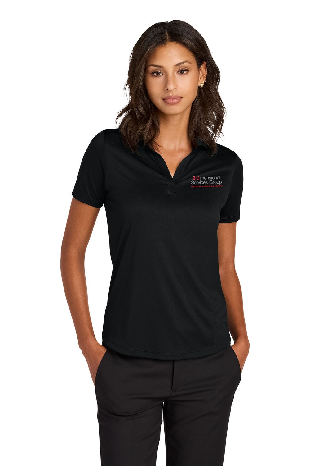 Mercer+Mettle Women’s Recharge Jersey Polo- Black, Insignia Blue Heather, Anchor Grey Heather
