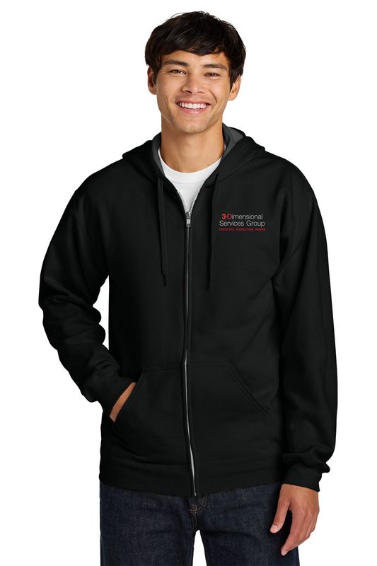 Gildan Softstyle Midweight Fleece Full-Zip Hooded Sweatshirt- Black, Navy, Sport Grey