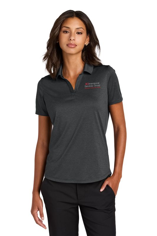 Mercer+Mettle Women’s Recharge Jersey Polo- Black, Insignia Blue Heather, Anchor Grey Heather