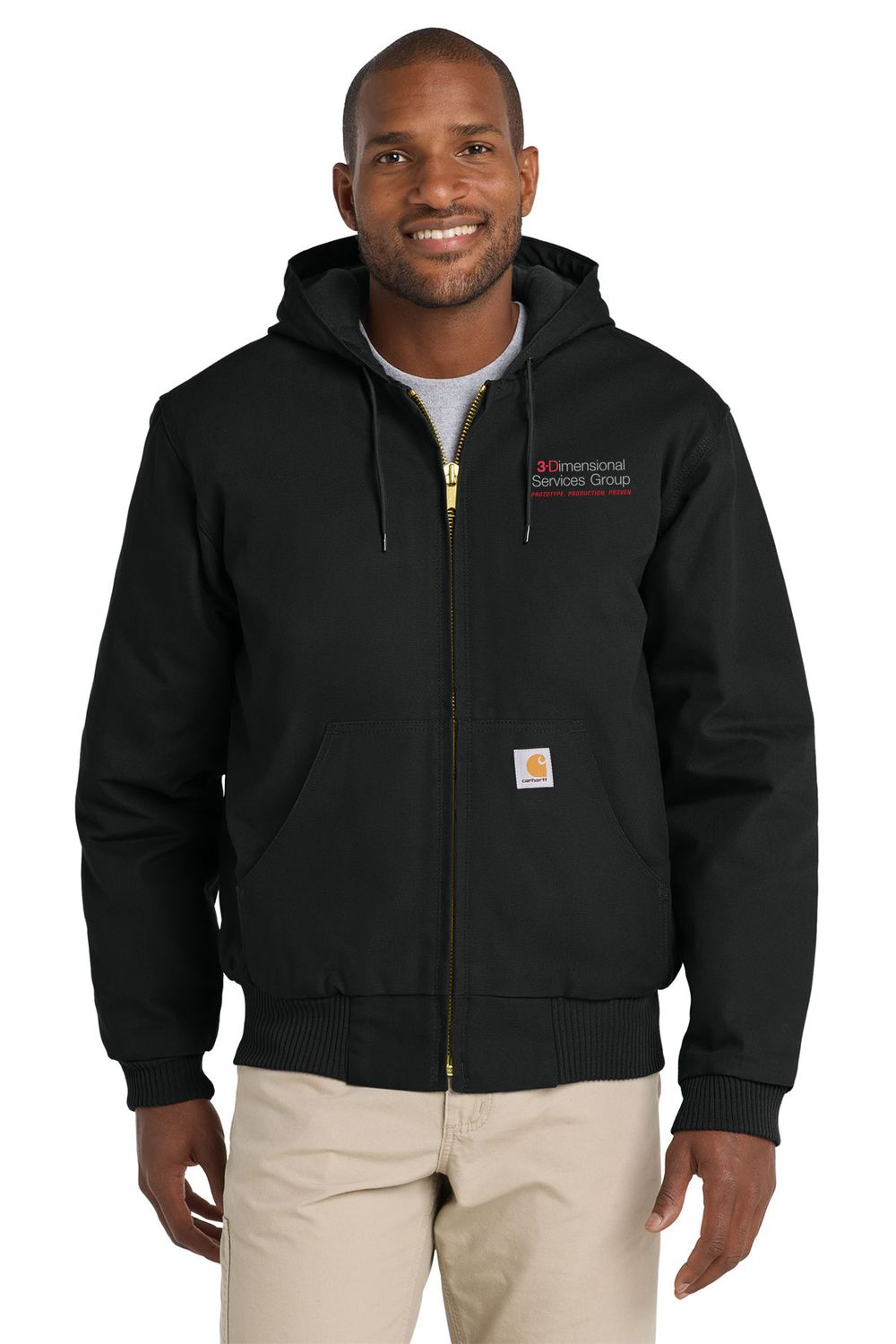Carhartt TALL Quilted-Flannel-Lined Duck Active Jac- Black, Dark Navy