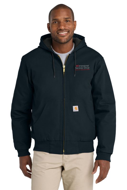 Carhartt TALL Quilted-Flannel-Lined Duck Active Jac- Black, Dark Navy