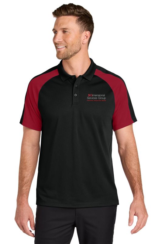 Port Authority Wearever Performance Pique Colorblock Polo-Black/Red, Black/Grey, Grey/Grey