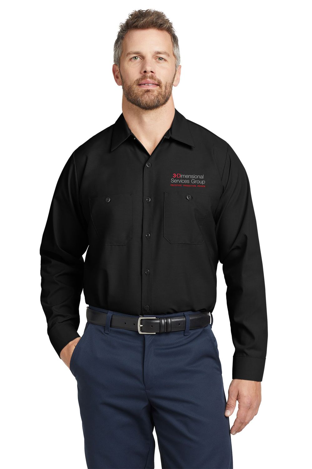 Red Kap Long Sleeve Industrial Work Shirt- Black, Charcoal, Navy, Grey, Light Grey