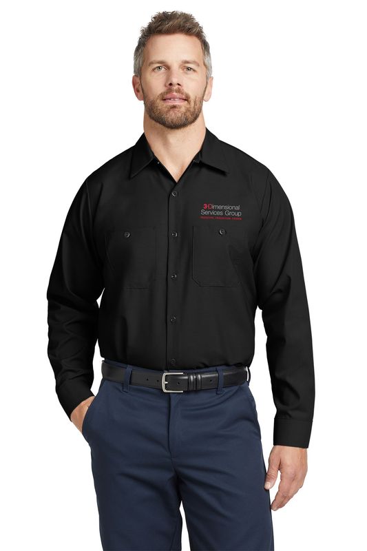 Red Kap Long Sleeve Industrial Work Shirt- Black, Charcoal, Navy, Grey, Light Grey