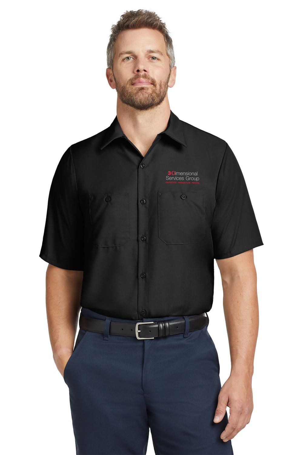 Red Kap LONG Size, Short Sleeve Industrial Work Shirt- Black, Charcoal, Navy, Grey, Light Grey