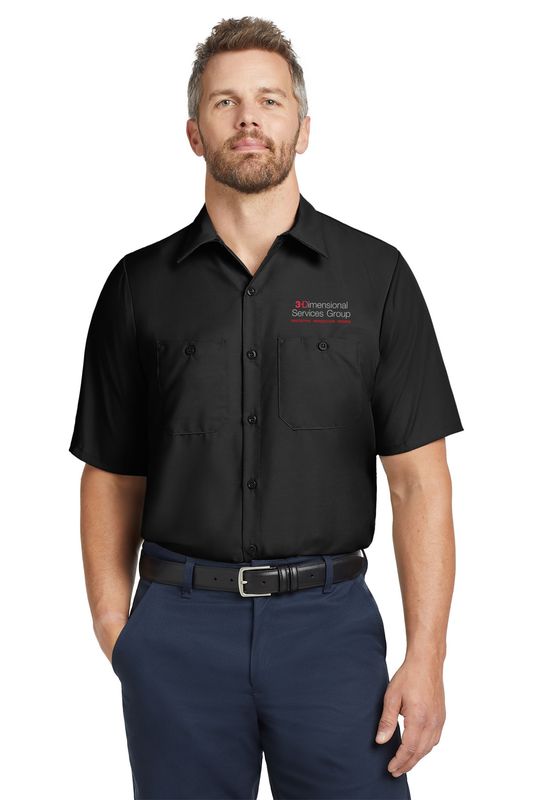 Red Kap LONG Size, Short Sleeve Industrial Work Shirt- Black, Charcoal, Navy, Grey, Light Grey