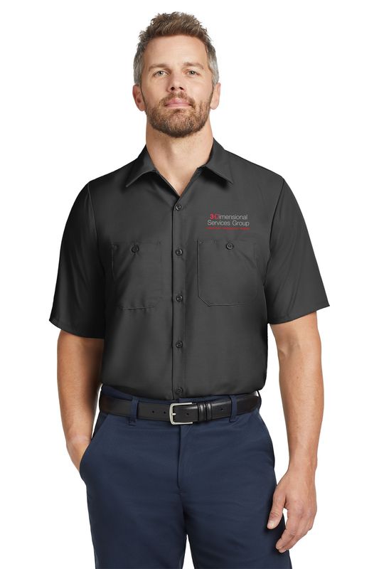 Red Kap LONG Size, Short Sleeve Industrial Work Shirt- Black, Charcoal, Navy, Grey, Light Grey