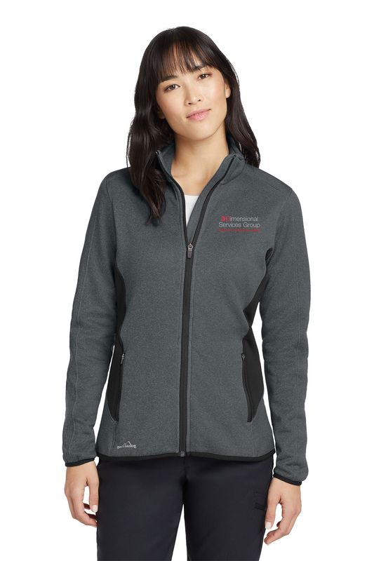 Eddie Bauer Women's Full-Zip Heather Stretch Fleece Jacket- Dark Charcoal Heather