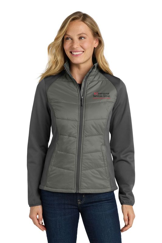 Port Authority Women's Hybrid Soft Shell Jacket- Black, Smoke Grey